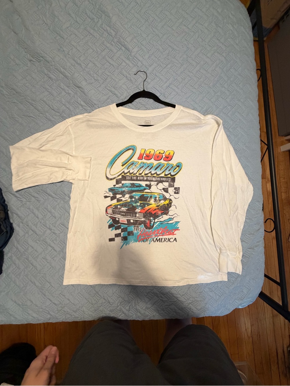 Target White 1969 Camaro Graphic Long Sleeve Tee